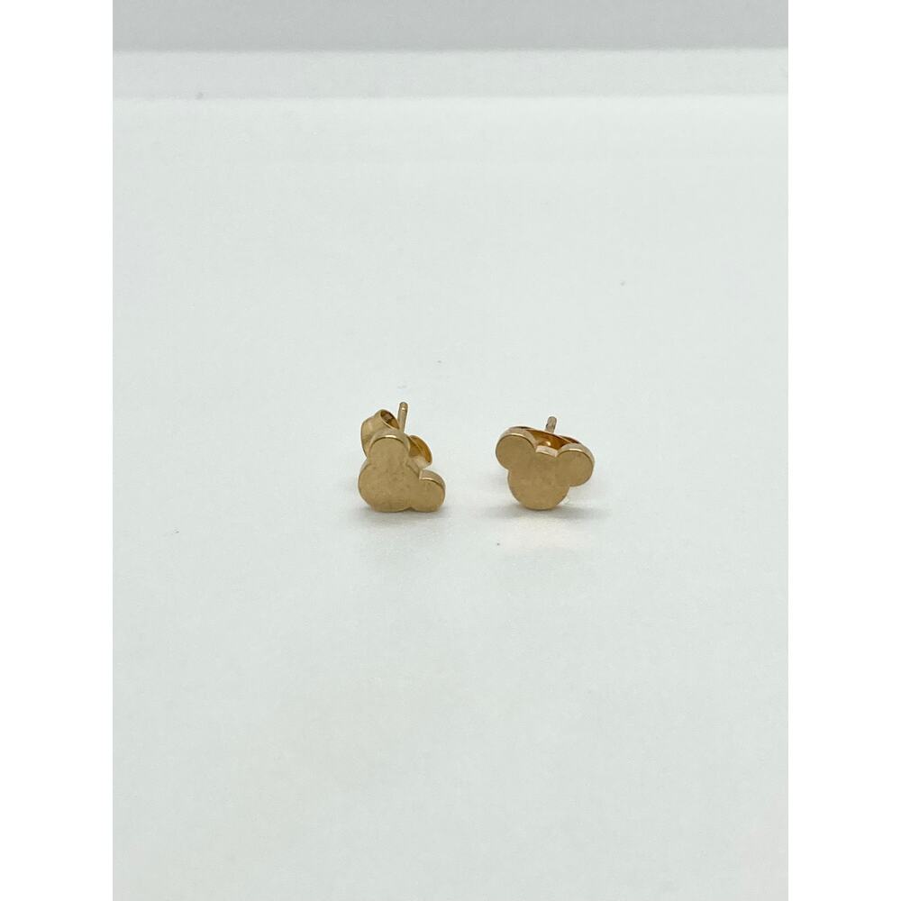 Yellow Gold Stainless Steel Mickey Mouse Silhouette Stud Earrings - Picture 3 of 9